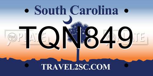 TQN849 South Carolina License Plate