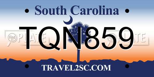 TQN859 South Carolina License Plate