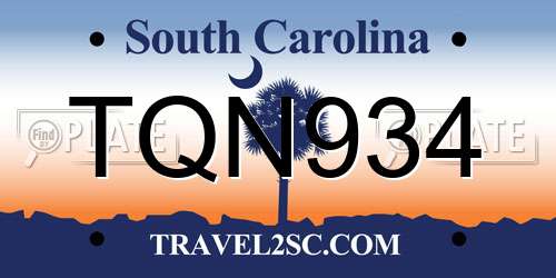 TQN934 South Carolina License Plate