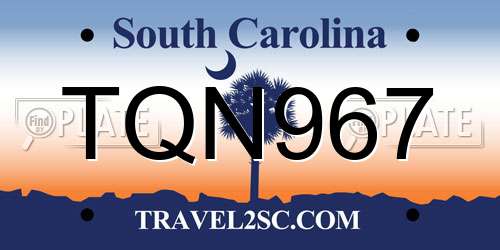 TQN967 South Carolina License Plate
