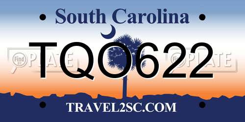 TQO622 South Carolina License Plate