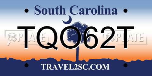 TQO62T South Carolina License Plate