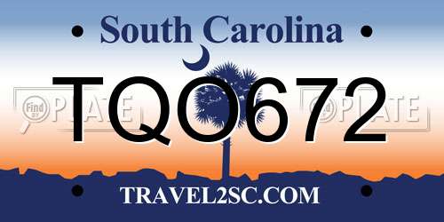 TQO672 South Carolina License Plate