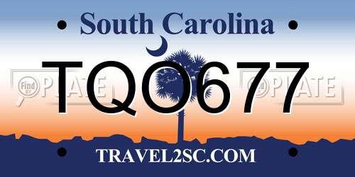 TQO677 South Carolina License Plate