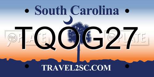 TQOG27 South Carolina License Plate