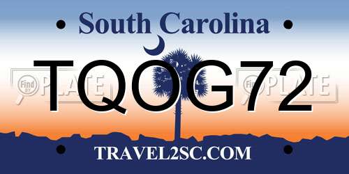TQOG72 South Carolina License Plate