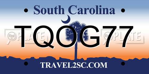 TQOG77 South Carolina License Plate