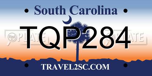 TQP284 South Carolina License Plate