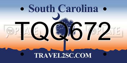 TQQ672 South Carolina License Plate