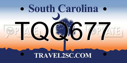 TQQ677 South Carolina License Plate