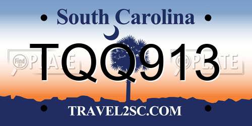 TQQ913 South Carolina License Plate