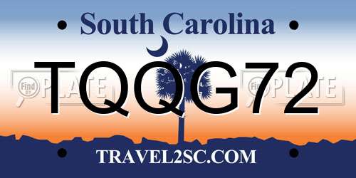 TQQG72 South Carolina License Plate