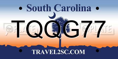 TQQG77 South Carolina License Plate