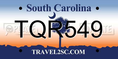 TQR549 South Carolina License Plate