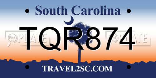 TQR874 South Carolina License Plate