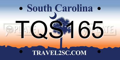 TQS165 South Carolina License Plate