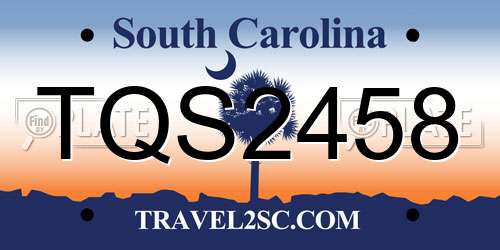 TQS2458 South Carolina License Plate