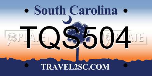 TQS504 South Carolina License Plate