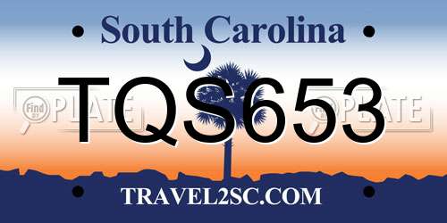 TQS653 South Carolina License Plate