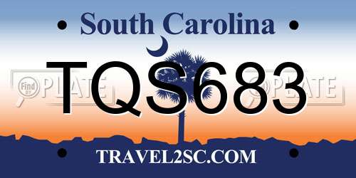 TQS683 South Carolina License Plate