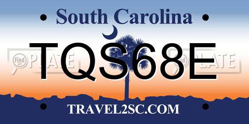 TQS68E South Carolina License Plate