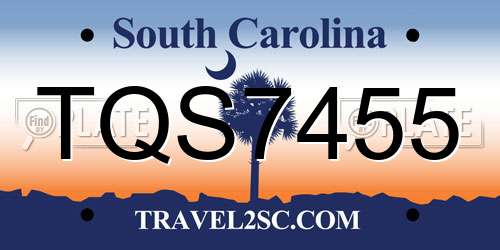 TQS7455 South Carolina License Plate