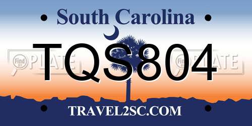 TQS804 South Carolina License Plate