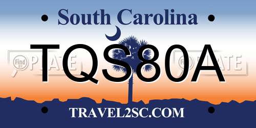 TQS80A South Carolina License Plate
