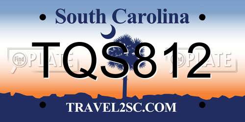 TQS812 South Carolina License Plate