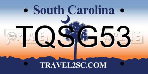 TQSG53 South Carolina License Plate