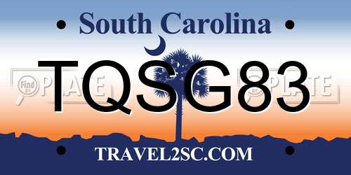 TQSG83 South Carolina License Plate