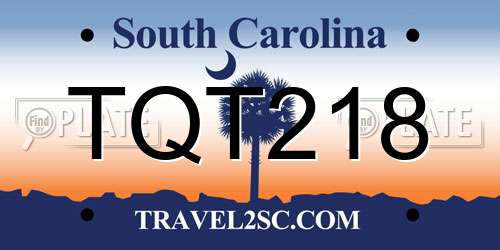 TQT218 South Carolina License Plate