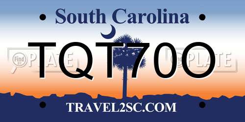 TQT70O South Carolina License Plate