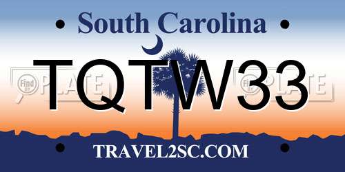 TQTW33 South Carolina License Plate