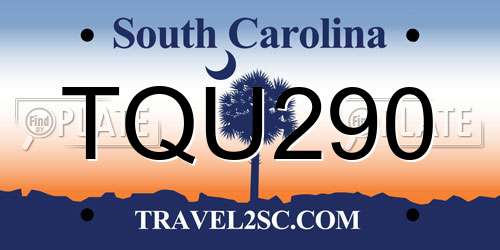 TQU290 South Carolina License Plate