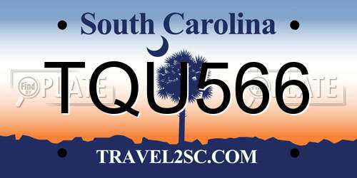 TQU566 South Carolina License Plate
