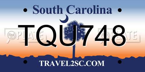 TQU748 South Carolina License Plate