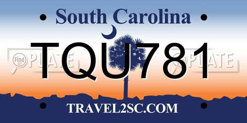 TQU781 South Carolina License Plate
