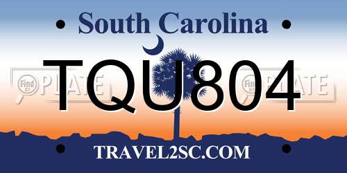 TQU804 South Carolina License Plate
