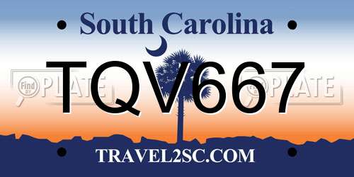 TQV667 South Carolina License Plate