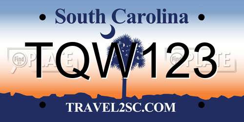 TQW123 South Carolina License Plate