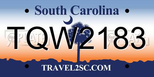 TQW2183 South Carolina License Plate