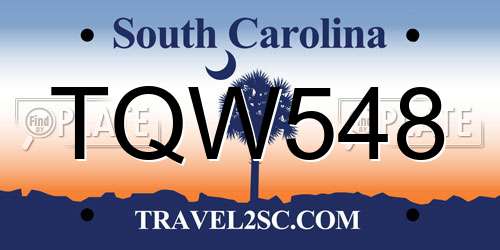 TQW548 South Carolina License Plate