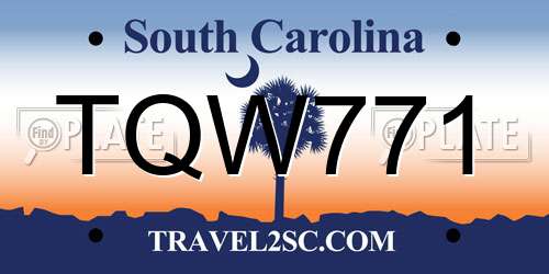 TQW771 South Carolina License Plate