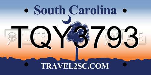 TQY3793 South Carolina License Plate