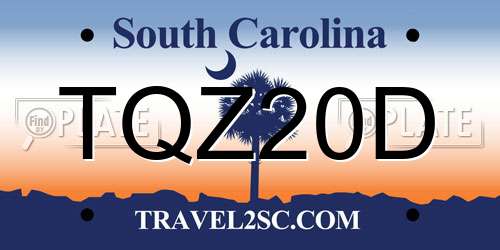 TQZ20D South Carolina License Plate