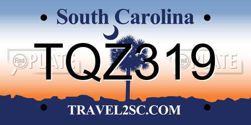 TQZ319 South Carolina License Plate