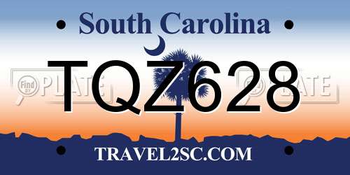 TQZ628 South Carolina License Plate