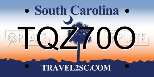 TQZ70O South Carolina License Plate