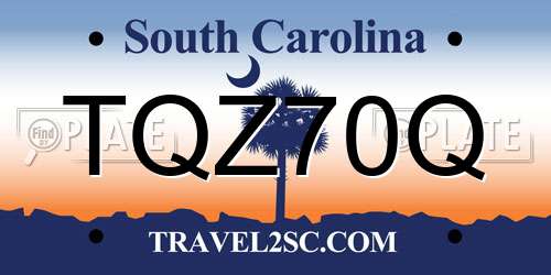 TQZ70Q South Carolina License Plate